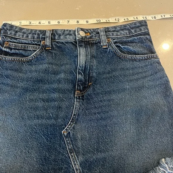 Free People We The Free Bailey Denim Skirt Mini Skirt Raw Hem Boho Women’s 28 - Picture 7 of 10